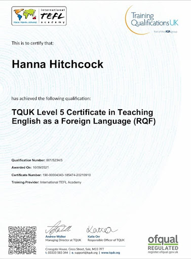 TQUK Level 5 Certificate in Teaching English as Foreign Language (RQF)